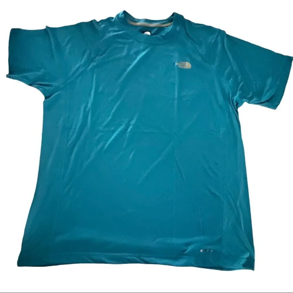 North Face Training Shirt Men Extra Large Teal FlashDry Active Fit Crew Neck Gym